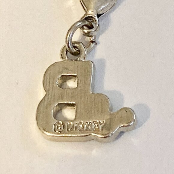Vintage Disney Blue Crystal Mickey Mouse Ears Charm Clip On Initial Letter B - Picture 6 of 8